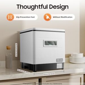 TESUGN Mini lavastoviglie autoportante, perfetta per cucina, ufficio e campeggio, con lavaggio a 360° e acciaio inox.