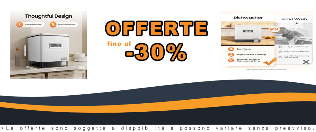 TESUGN Mini lavastoviglie autoportante, perfetta per cucina, ufficio e campeggio, con lavaggio a 360° e acciaio inox.