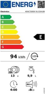 Lavastoviglie Electrolux 60cm 13c 44db integrabile KEAC7200IX con archetto