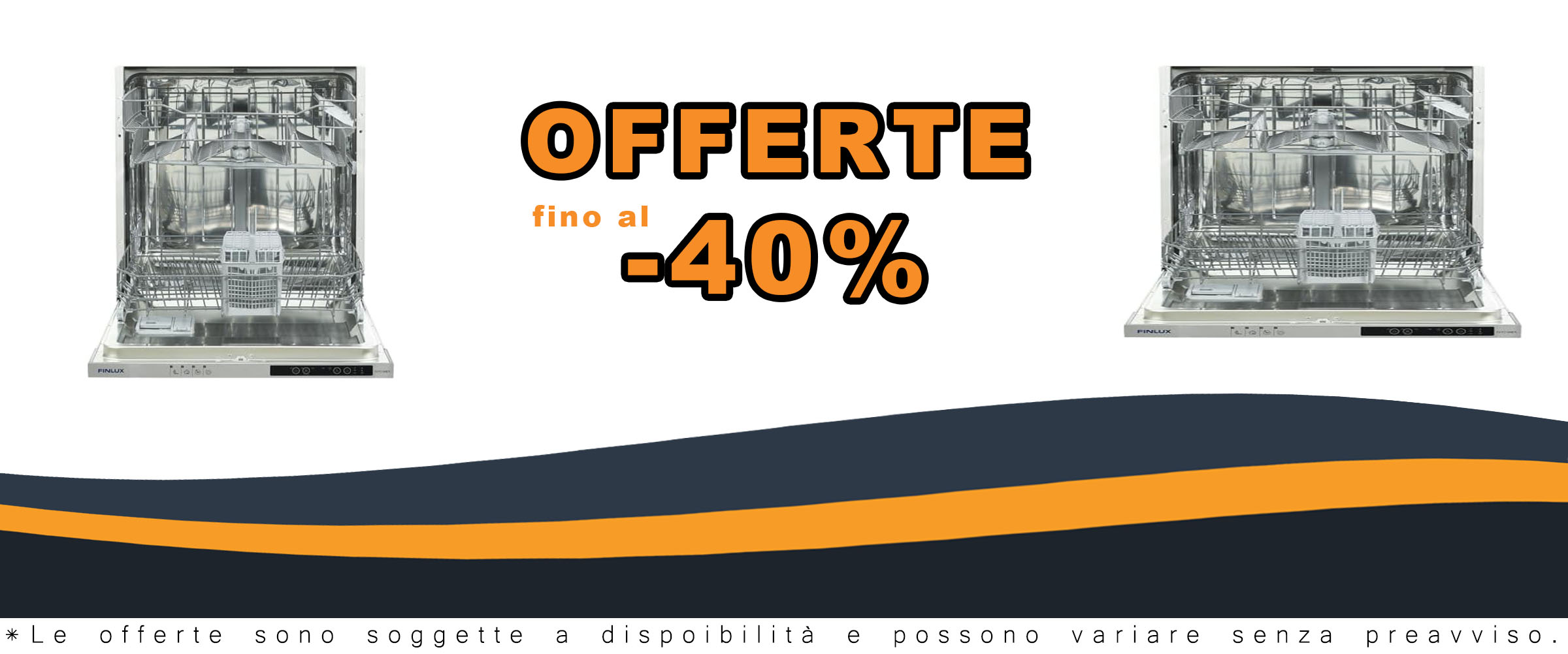 Lavastoviglie Finlux a scomparsa totale FXYI13MDS, vista frontale integrata nel mobile