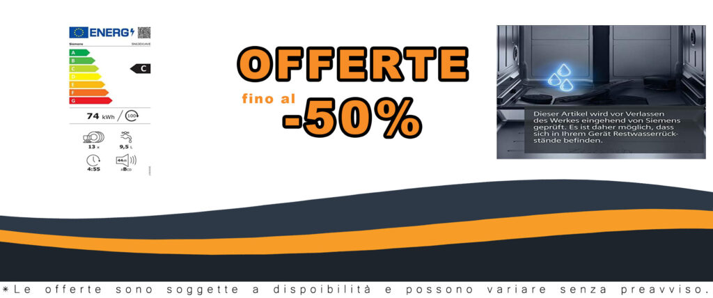 Siemens iQ300 SN63EX14VE lavastoviglie a scomparsa totale da 13 coperti, classe energetica C, silenziosa e adatta per famiglie numerose.