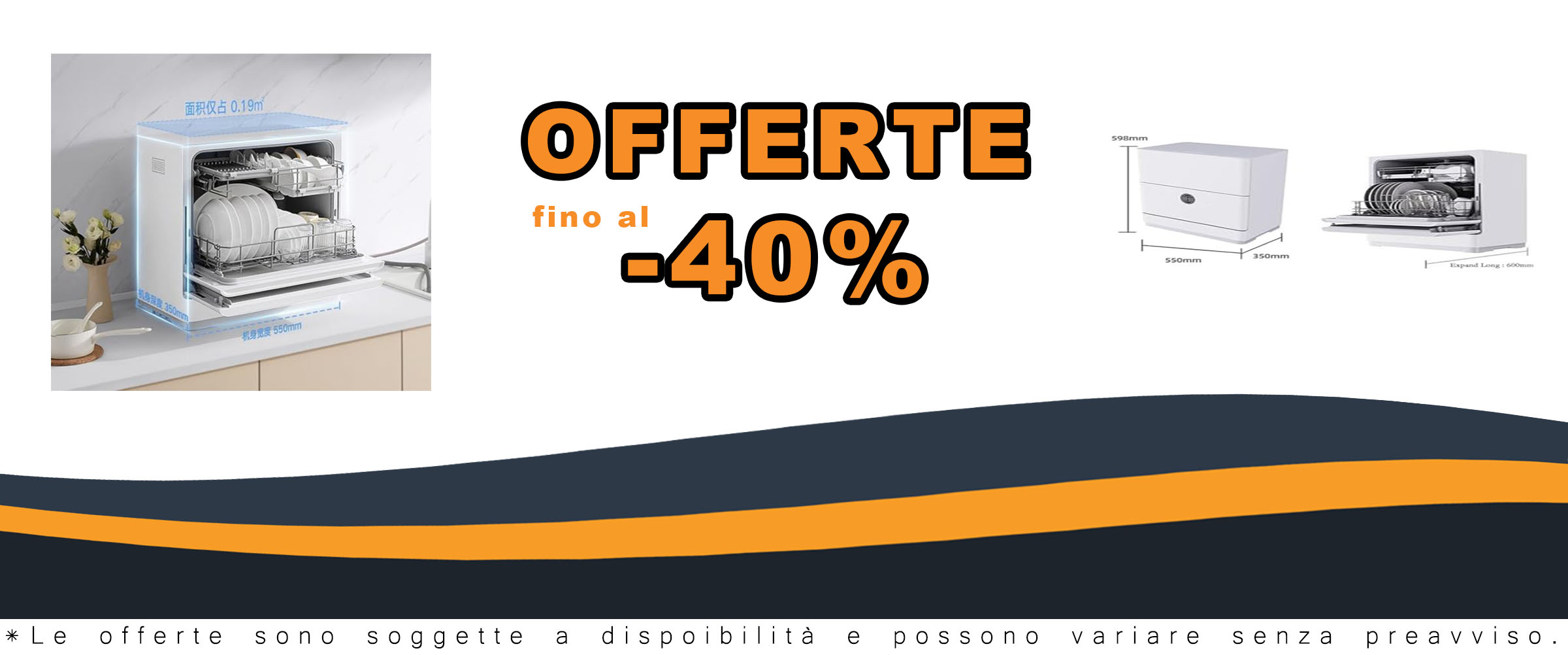 Lavastoviglie da tavolo, compatta e automatica, perfetta per piccoli appartamenti e camper, con capacità di 5 set di posate.