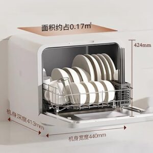 Lavastoviglie da tavolo compatta, perfetta per appartamenti e case, lavaggio e asciugatura piatti e frutta senza necessità di installazione.