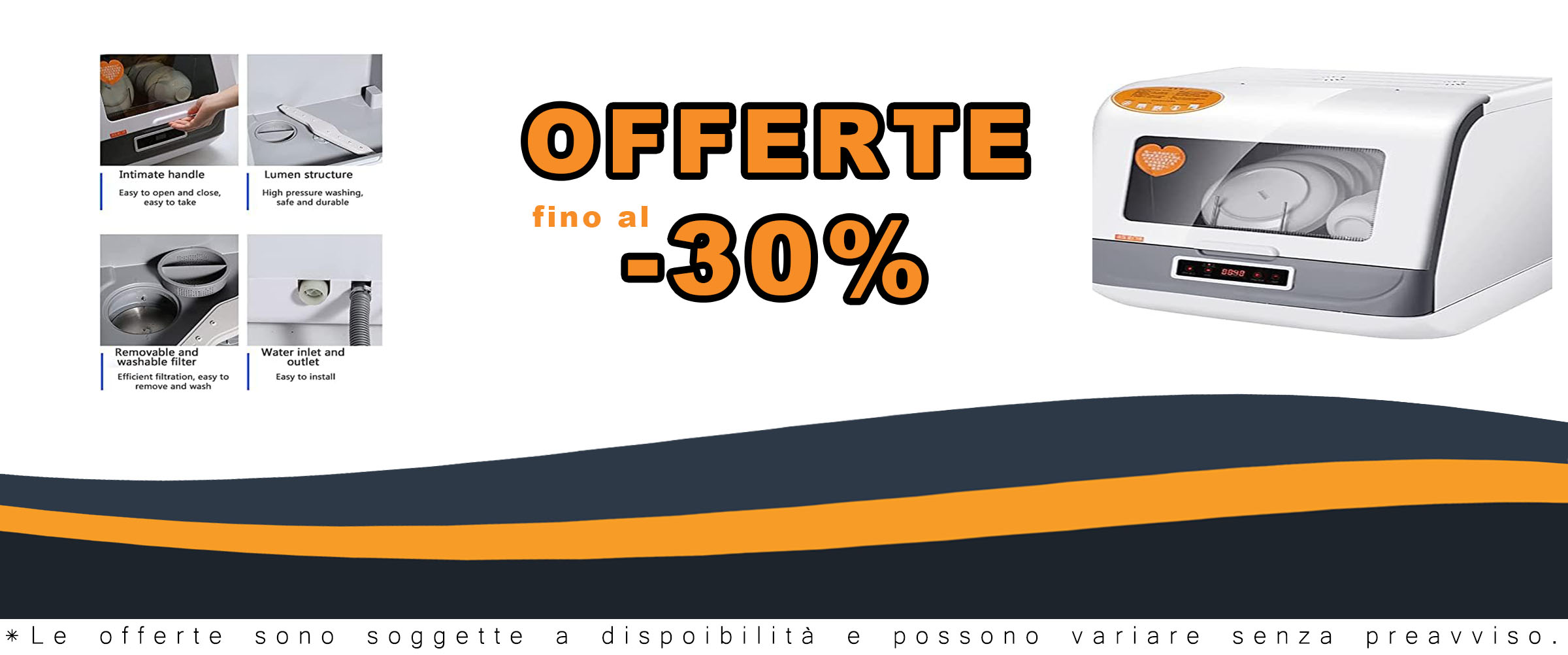 Lavastoviglie da Tavolo da 1200W con display LED e 6 coperti, perfetta per piccole famiglie e risparmio energetico