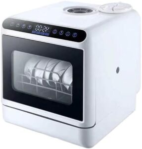 Mini lavastoviglie portatile da banco con 4 programmi, perfetta per piccole cucine, appartamenti e dormitori.
