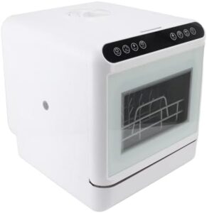 Mini lavastoviglie portatile compatta e potente, ideale per uffici e spazi ridotti con modalità multiple e asciugatura fino a 72 ore.