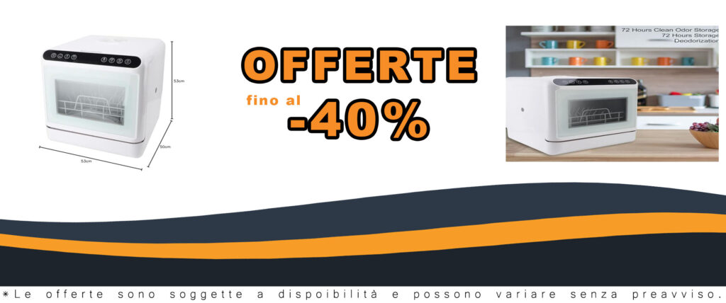 Mini lavastoviglie portatile 1000 W in acciaio inox e ABS, compatta e versatile, ideale per la casa.