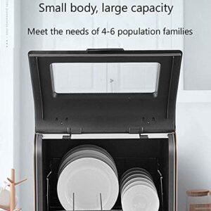 Mini lavastoviglie da banco con interno in acciaio inox, spruzzatura a 360° e design compatto per una pulizia efficace e veloce.