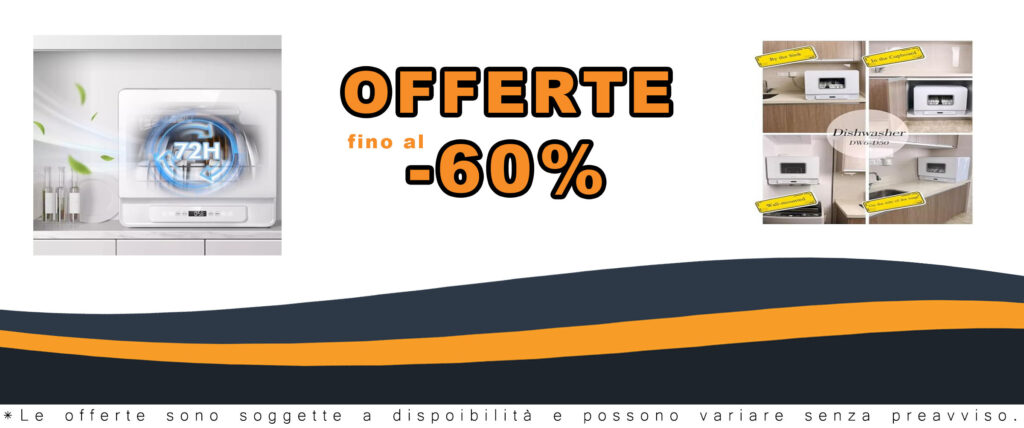 Lavastoviglie da appoggio completamente automatica, compatta e adatta a piccole cucine, con funzione UV per una pulizia profonda.