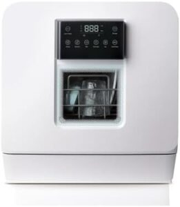 Lavastoviglie portatile con serbatoio acqua, blocco bambini, asciugatura a caldo, e spruzzatura a 360 gradi, perfetta per piccoli spazi