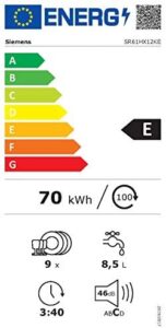Immagine della lavastoviglie Siemens SR61HX12KE iQ100 completamente integrata, con display digitale e design elegante.