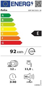 Lavastoviglie AMICA GSP 542 010-1 W, modello bianco con 13 coperti e classe energetica A++  