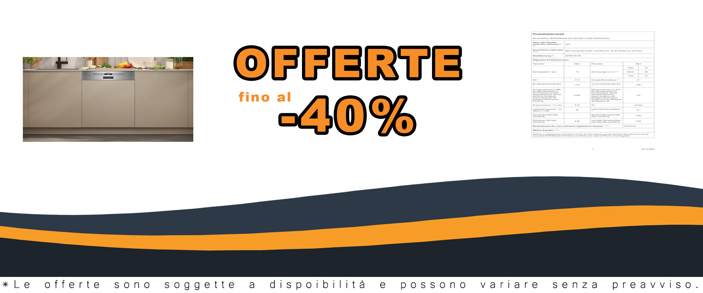 Neff S245ECS15E, N 50, lavastoviglie parzialmente integrata con cassetto portaposate e Open Dry