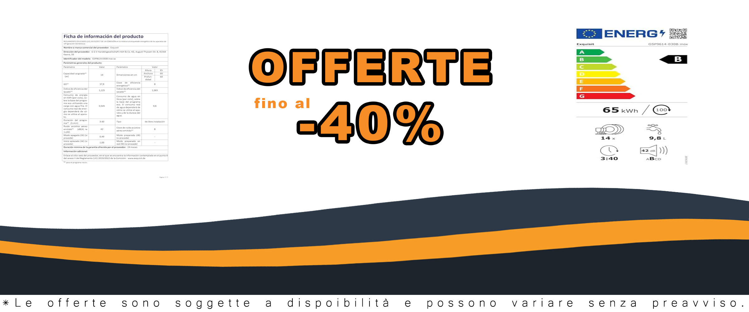 Exquisit Lavastoviglie GSP9614-030B inox con cassetto flessibile e AquaStop in funzione
