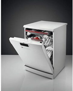 Lavastoviglie AEG FFB53900ZW 14 coperti, acciaio inox, bianca, in funzione con piatti puliti