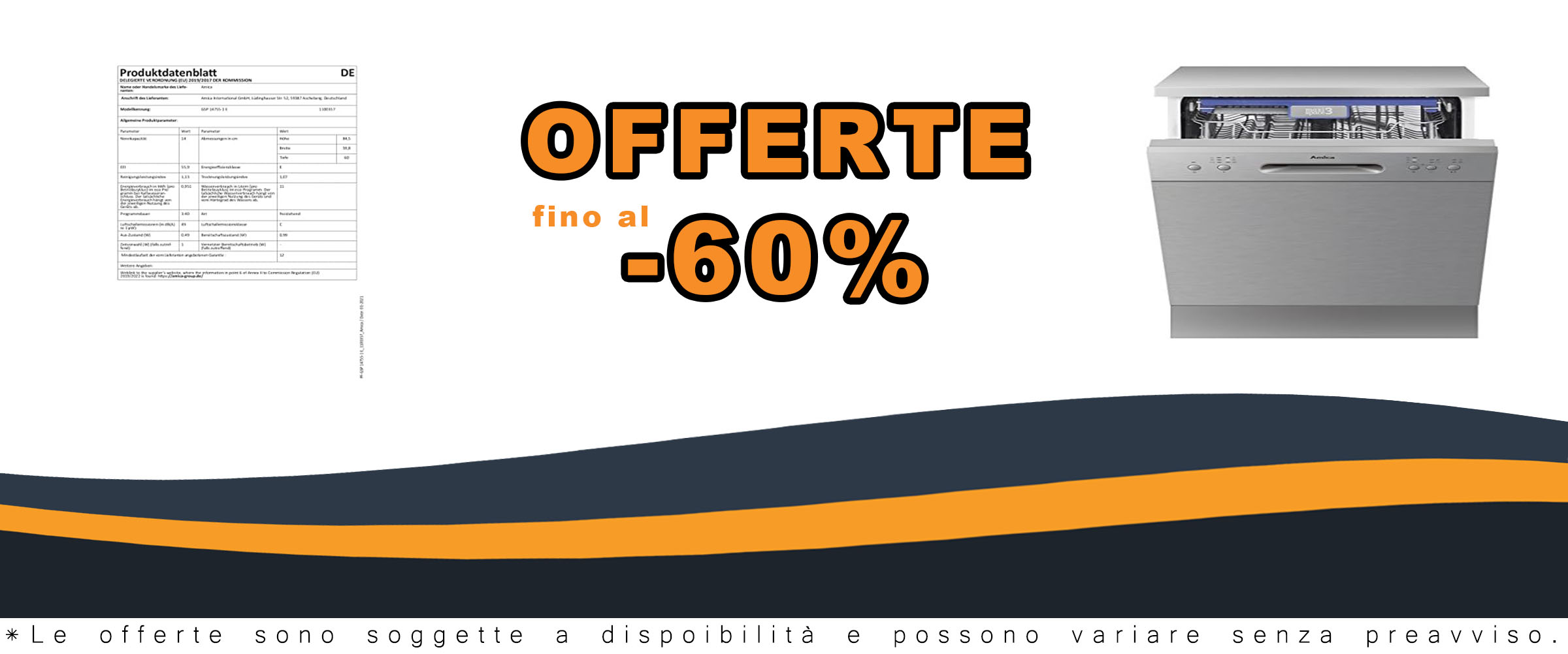 Lavastoviglie Amica GSP 14755 E con 14 coperti e classe energetica A++ in uso