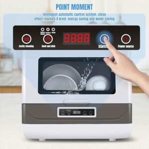 Mini lavastoviglie portatile con controllo touch, display LED e serbatoio integrato per l'uso in appartamenti e campeggio.