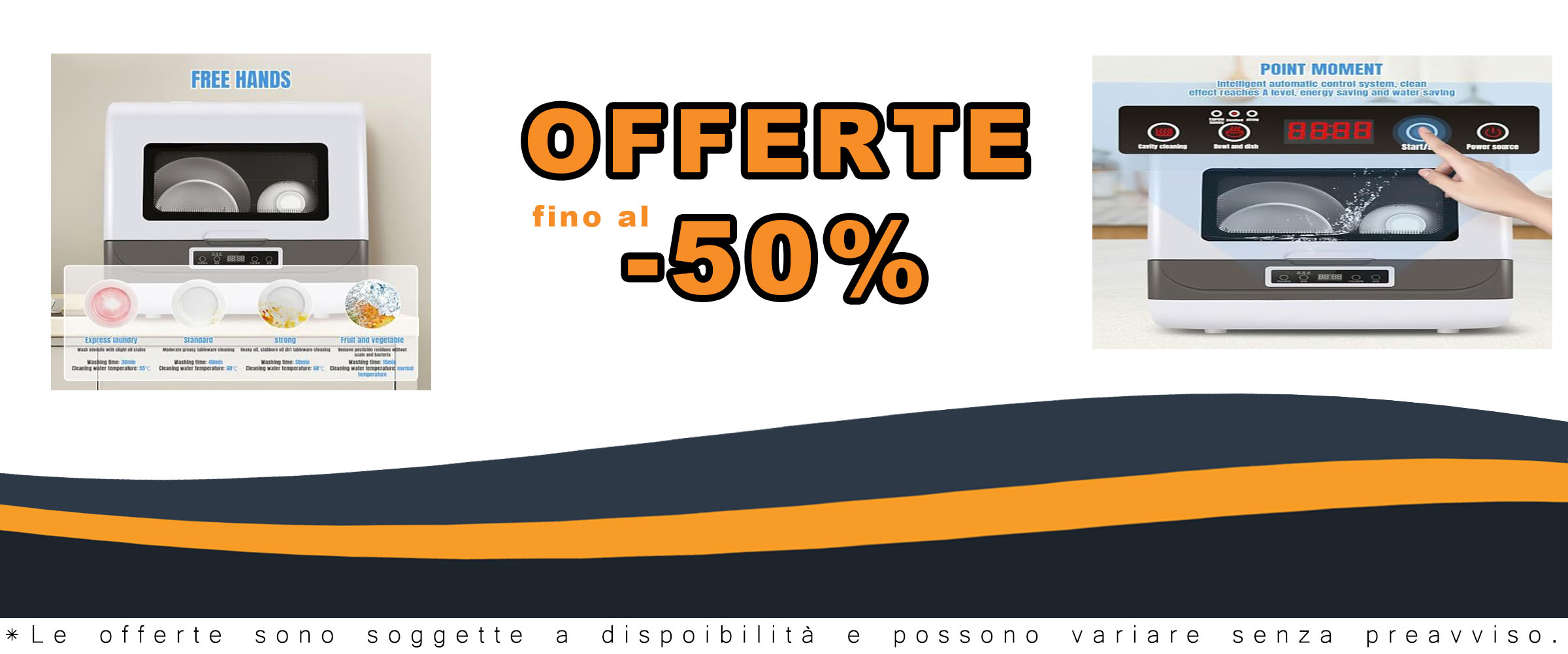 Mini lavastoviglie portatile con controllo touch, display LED e serbatoio integrato per l'uso in appartamenti e campeggio.
