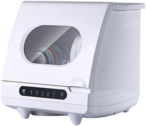 Mini lavastoviglie portatile automatica, senza impianto idraulico, adatta per appartamenti, con interno in acciaio inox e capacità per 6 coperti.