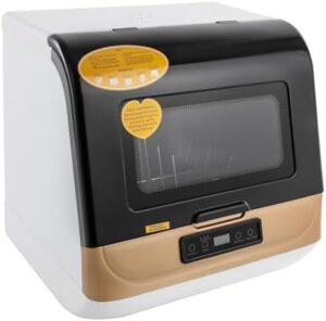 Lavastoviglie portatile mini in oro, ideale per dormitori, camper e piccoli appartamenti