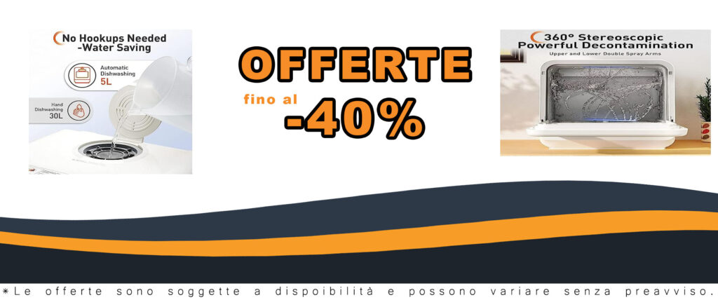 Lavastoviglie portatile da appoggio con serbatoio integrato da 5 litri, ideale per piccole cucine e appartamenti.