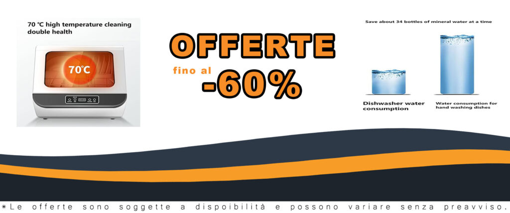 Mini Lavastoviglie da Tavolo compatta con LED Display e alta temperatura di essiccazione, ideale per spazi ridotti.