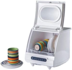 Lavastoviglie portatile WENNEWU, compatta e con serbatoio da 5 litri, perfetta per appartamenti piccoli.