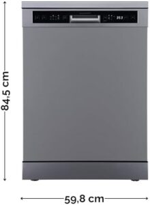 Wolkenstein WGSP14-6DS Lavastoviglie con display LED e sistema Aqua Stop, colore argento