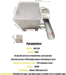 Lavatrice automatica commerciale per uova, in acciaio inox, con spazzola elettrica per una pulizia rapida e sicura.