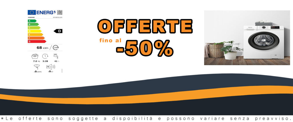 Lavatrice Hisense WFVB7012EM a carica frontale 7 Kg con display LED, programma rapido e funzione vapore.