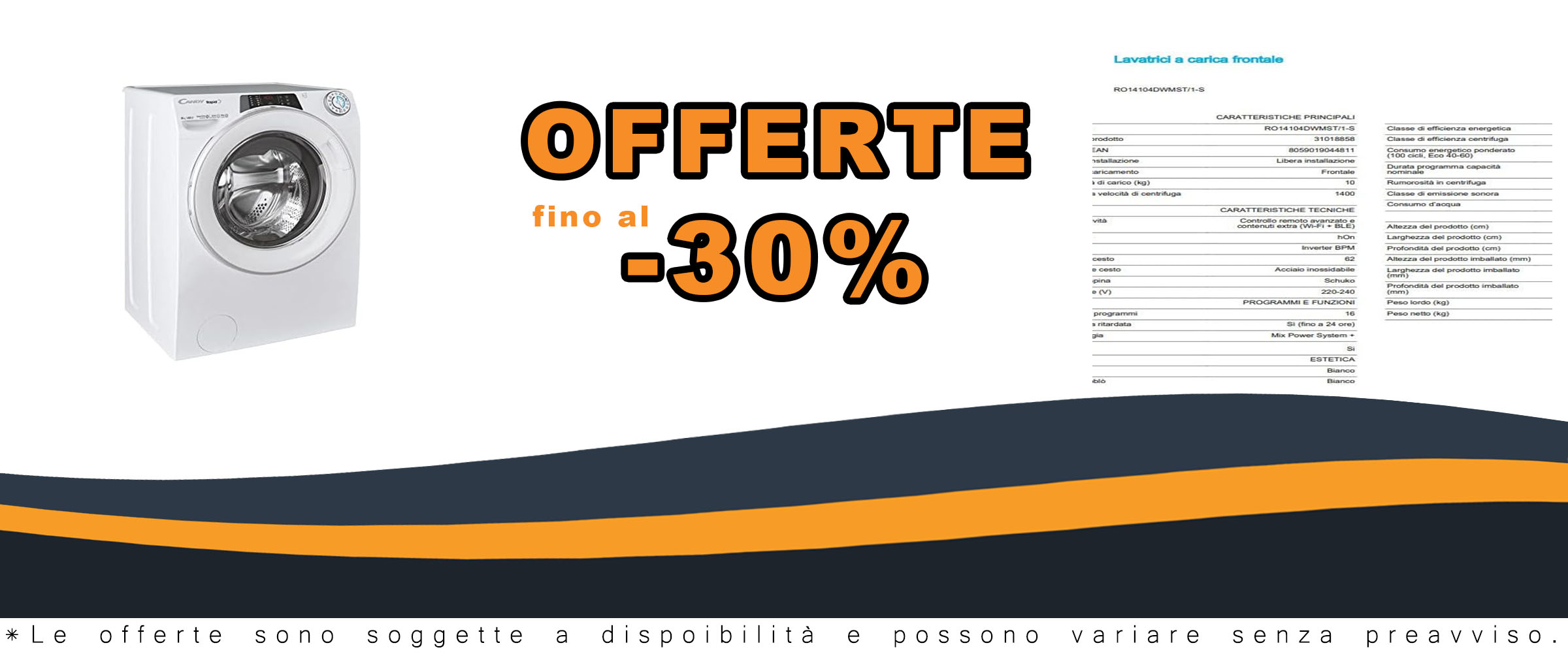 Candy RapidÓ Lavatrice 10 Kg, bianca, con 9 programmi rapidi, funzione vapore, Wi-Fi e BLE, ideale per famiglie numerose e risparmio energetico.