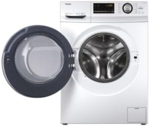 Haier Serie 636 Lavatrice Slim 7 Kg con motore Direct Motion, ultra silenziosa e design compatto, perfetta per spazi ridotti.