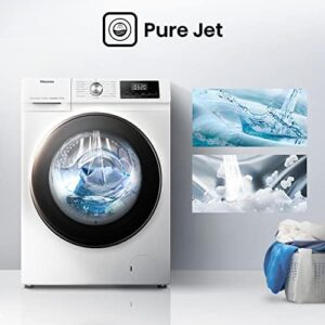 Hisense WDQA9014EVJM Lavasciuga 9+6 Kg, con motore inverter e funzione vapore, vista frontale con display LED
