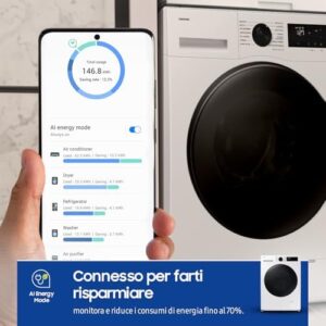 Samsung Lavasciuga Crystal WiFi WD90DG5B15BEET, 9+6 kg, con WiFi, Ecobubble e Vapore Igienizzante