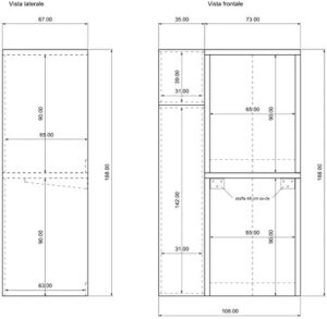Mobile Colonna Coprilavatrice VE.CA. in Legno Bianco Frassinato con Ante Copri Lavatrice e Vano Accessorio