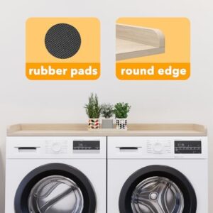 SpaceAid Copertura in legno per lavatrice e asciugatrice, elegante e funzionale, con bordo in rovere, ottima per organizzare la lavanderia
