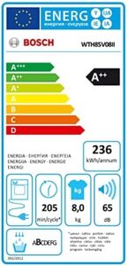 Bosch WTH85V08II Serie 4 Asciugatrice a pompa di calore, capacità 8 kg, EasyClean, Auto Dry, Programma Rapido