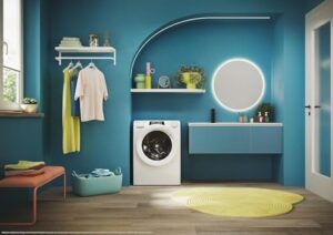 Immagine della lavatrice Candy RapidÓ 9 Kg con tecnologia Wi-Fi, funzione vapore e programmi rapidi.