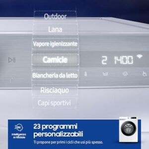 Samsung Lavatrice AI Control WW90DG6U25LE/U3, 9 Kg, 1400 RPM, Wifi, Ecolavaggio Rapido, Vapore, Carica Frontale