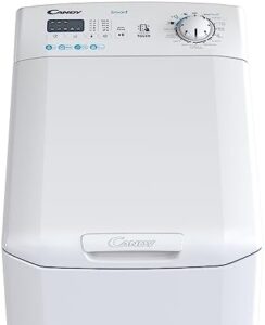 Candy Smart Lavatrice 6 Kg, con carica dall'alto, 1000 giri, e connettività NFC per un lavaggio intelligente.