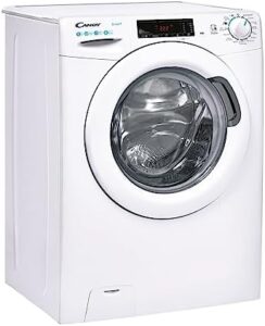 Lavatrice carica frontale 9KG, bianca, con classe B e 1200 giri di centrifuga, modello CSS1292TW4-1, in una casa elegante.