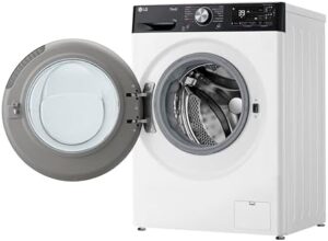 Lavatrice LG AI DD F4R7511TSWB 11kg, a carica frontale, con TurboWash 360 e Wi-Fi, bianca.