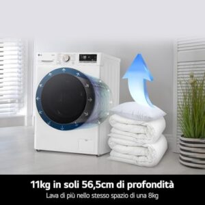 Lavatrice LG AI DD F4R7013TSWG bianca con capacità di 13kg, TurboWash 360, Wi-Fi e tecnologia Inverter Direct Drive
