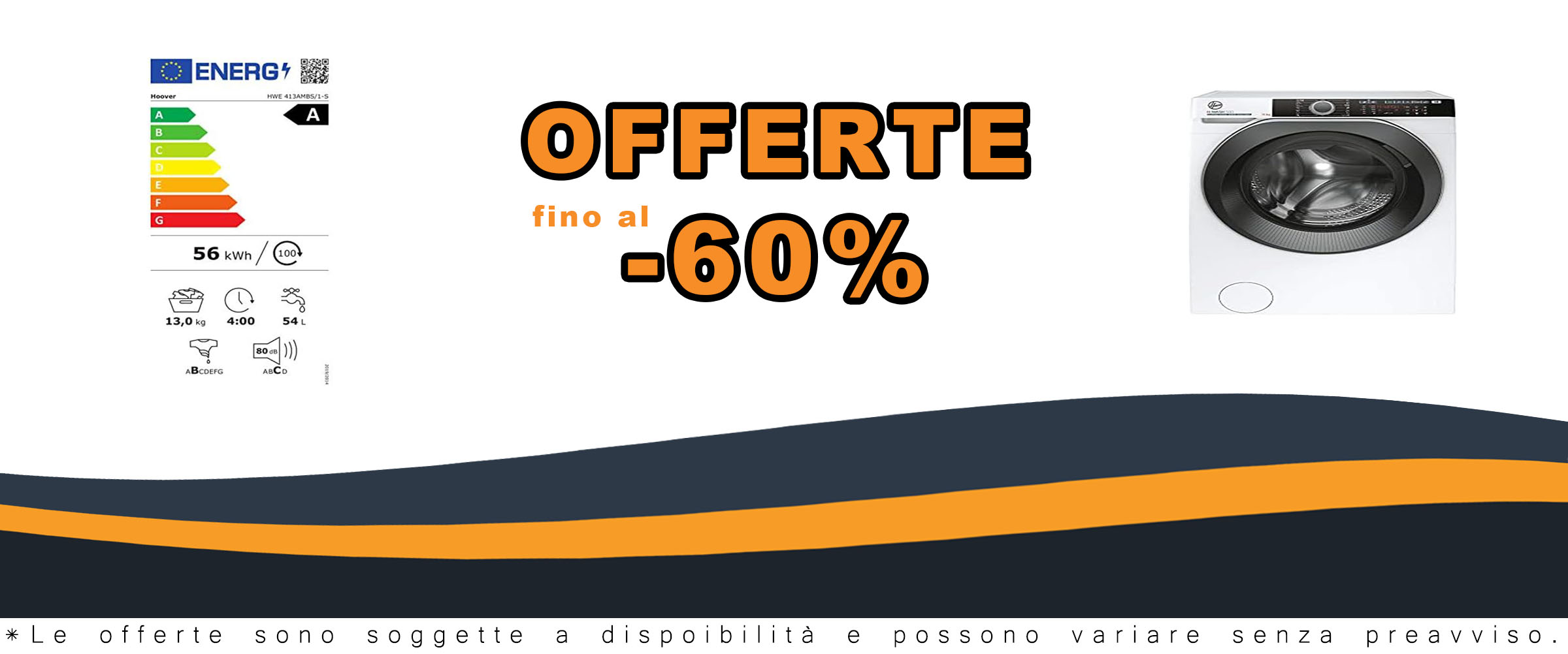 Hoover HWE 413AMBS/1-S Lavatrice 13 kg con motore inverter, funzione vapore e centrifuga a 1400 giri