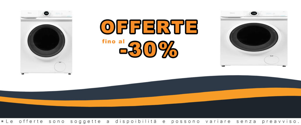 Lavatrice Midea MF100W70BA/W-IT Slim da 7 kg con 1400 giri, design compatto e alta efficienza energetica, ideale per famiglie moderne.