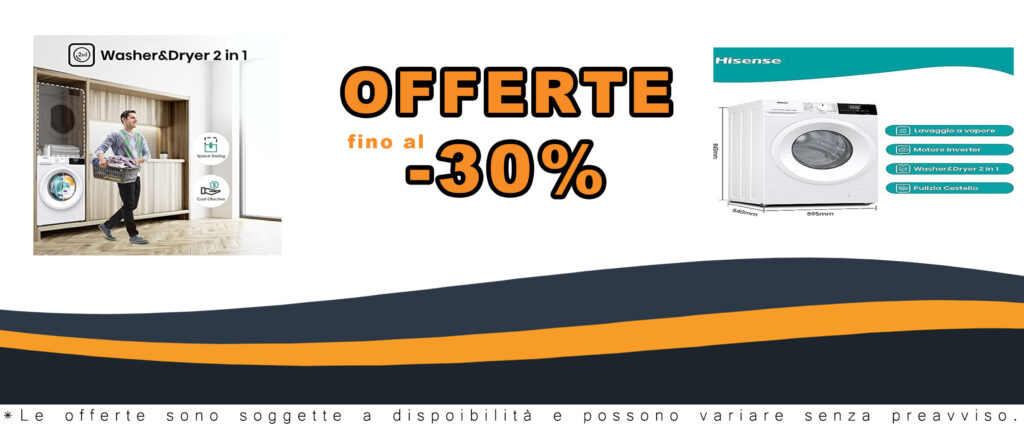 Hisense WDQE8014EVJM Lavasciuga 8+5 Kg, 1400 rpm, motore inverter, classe A, display LED, bianca