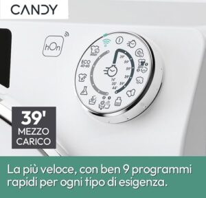 Candy RapidÓ Lavasciuga 9+6 Kg con Wi-Fi e Opzione Vapore, vista frontale del prodotto