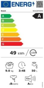 Lavatrice Frontale BOSCH WUU28T69FR, vista in dettaglio, con display LED e tecnologia EcoSilence Drive