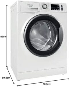 Lavatrice Hotpoint NR648GWSA IT, modello a carica frontale con 8 kg di capacità e 1400 giri di centrifuga, classe A, installazione libera