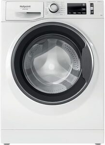 Lavatrice Hotpoint NR648GWSA IT, modello a carica frontale con 8 kg di capacità e 1400 giri di centrifuga, classe A, installazione libera
